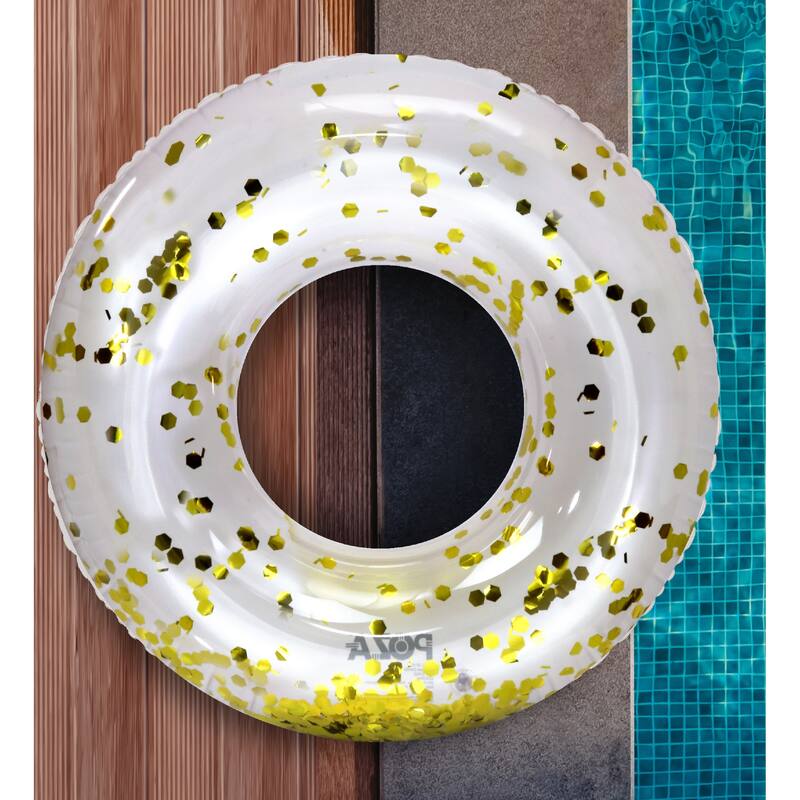 CoTa Global Inflatable Pearl White Gold Pool Float Tube with Confetti - 36 inches