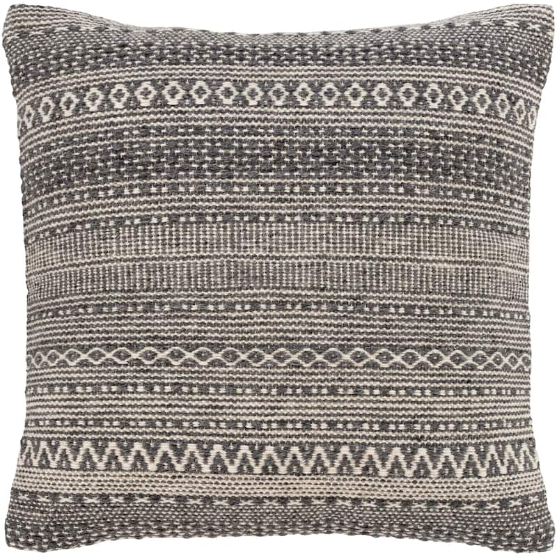 Artistic Weavers Loma Bohemian Striped Throw Pillow Cover - 20" x 20" Cover - Charcoal