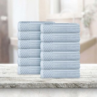 Superior Soho Ribbed Cotton Face Towel/Washcloth Set of 12