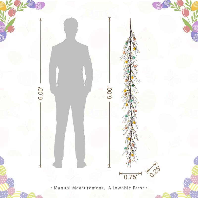 Glitzhome 72"L Easter Egg Flower Berries Lavender Garland