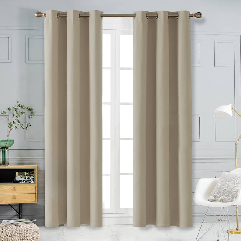 Deconovo Insulated 42 Width Curtain Panel Pair (2 Panel) - W42 x L95 Inch - Beige