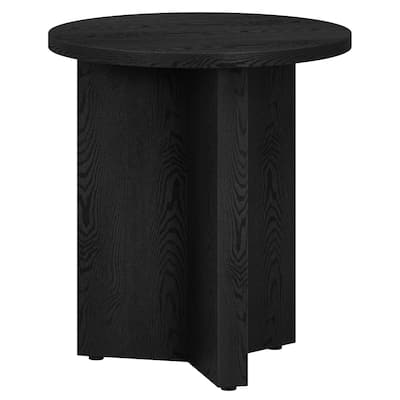 Wood Round End Table with Cross Leg Base Design - 20” x 20” x 22” (D x W x H)