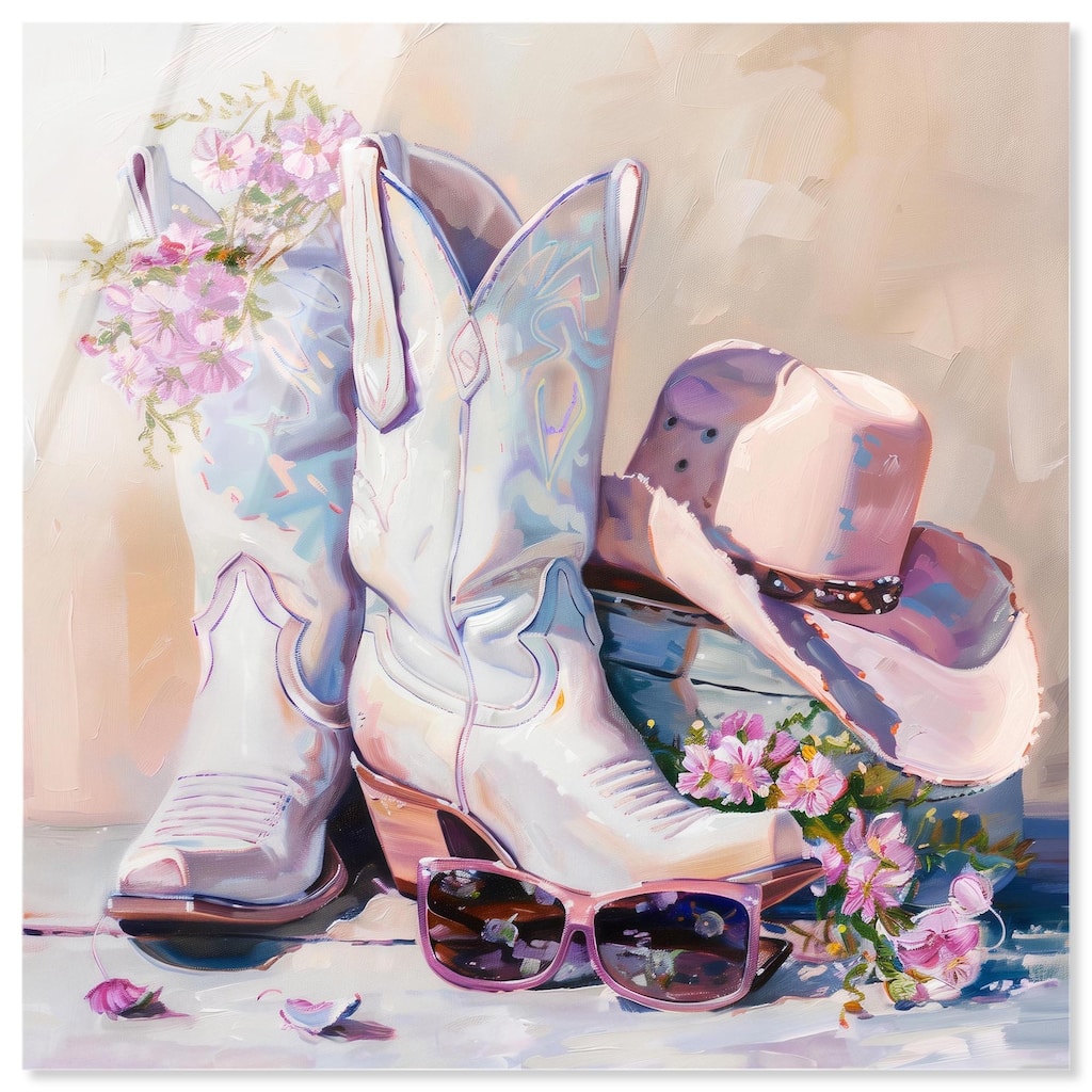 Spring Pink Cowboy Necessities Acrylic by Art Remedy, Ready to Hang