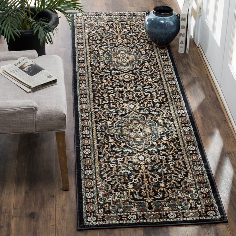 SAFAVIEH Lyndhurst Ledja Traditional Oriental Rug - 2'3" x 12' Runner - Anthracite/Teal - Runner