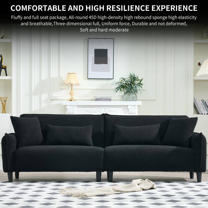 97-inch Black Teddy Velvet Sofa with Foam and Spring