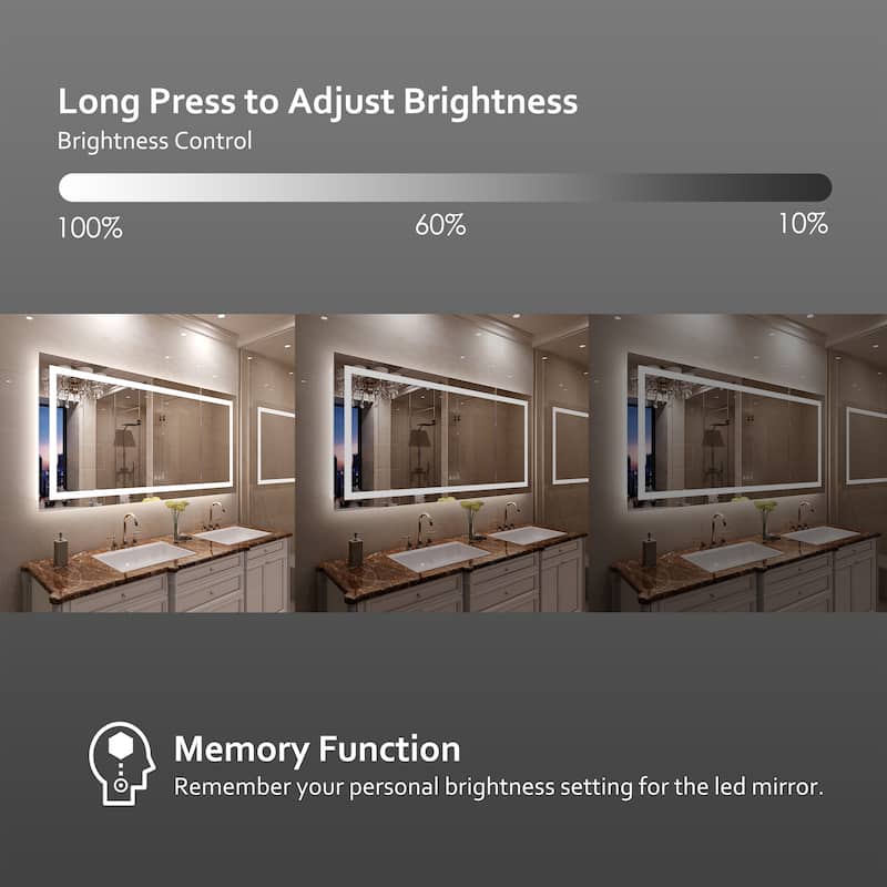 QuivaraView LED lights Frameless Wall Mounted Bathroom Vanity Mirror