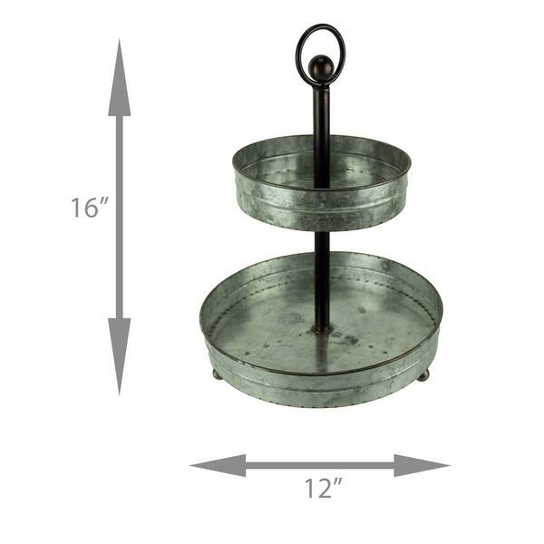 Shop Rustic Round 2 Tier Galvanized Metal 16 Inch Tall Country
