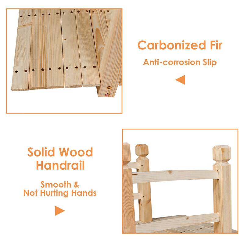 Costway 5' Wooden Garden Bridge Arc Stained Finish Footbridge Backyard