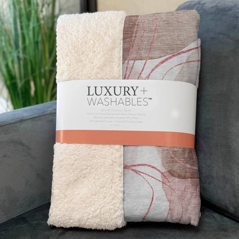 Premium Machine Washable Modern Glam Sherpa Throw Blanket