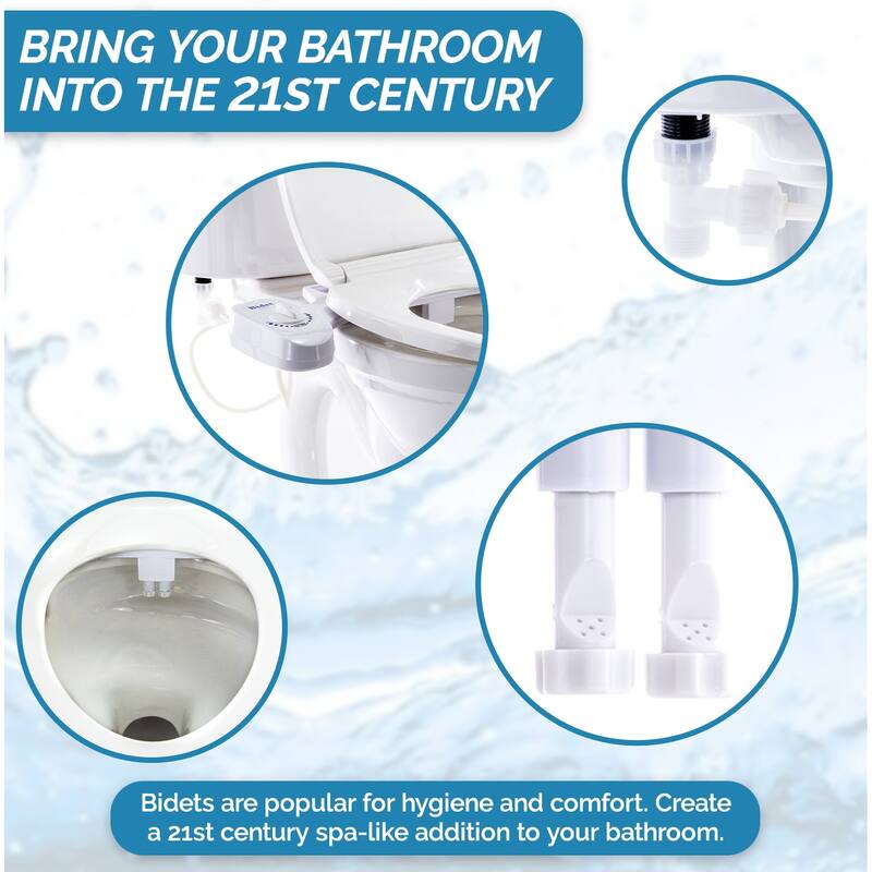 Bidet - Double Nozzle - Non-Electric Toilet Attachment - Self Cleaning