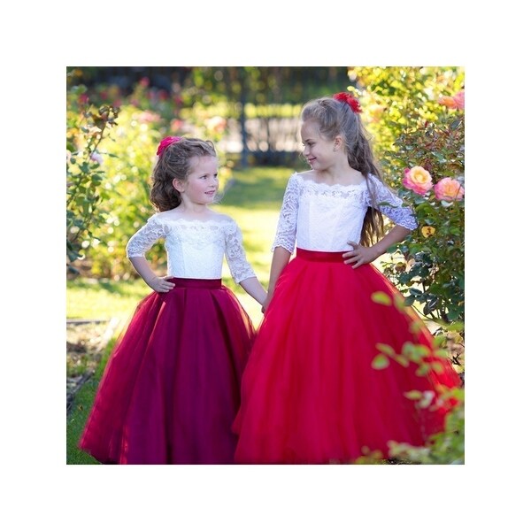 ivory burgundy flower girl dresses