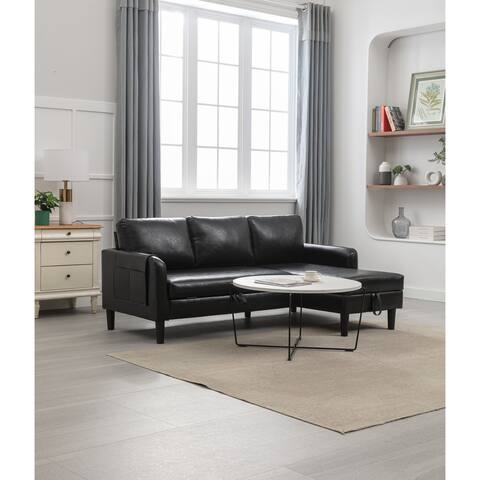 L Shape Sleeper Sectional Sofa with Reversible Chaise & 3 Pillows