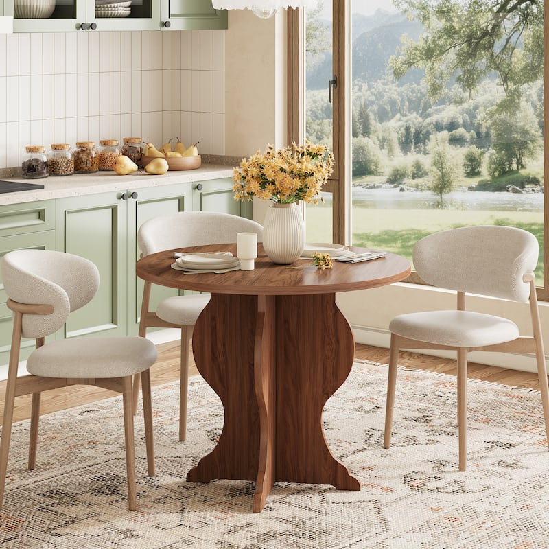 Small Round Dining Table - Brown