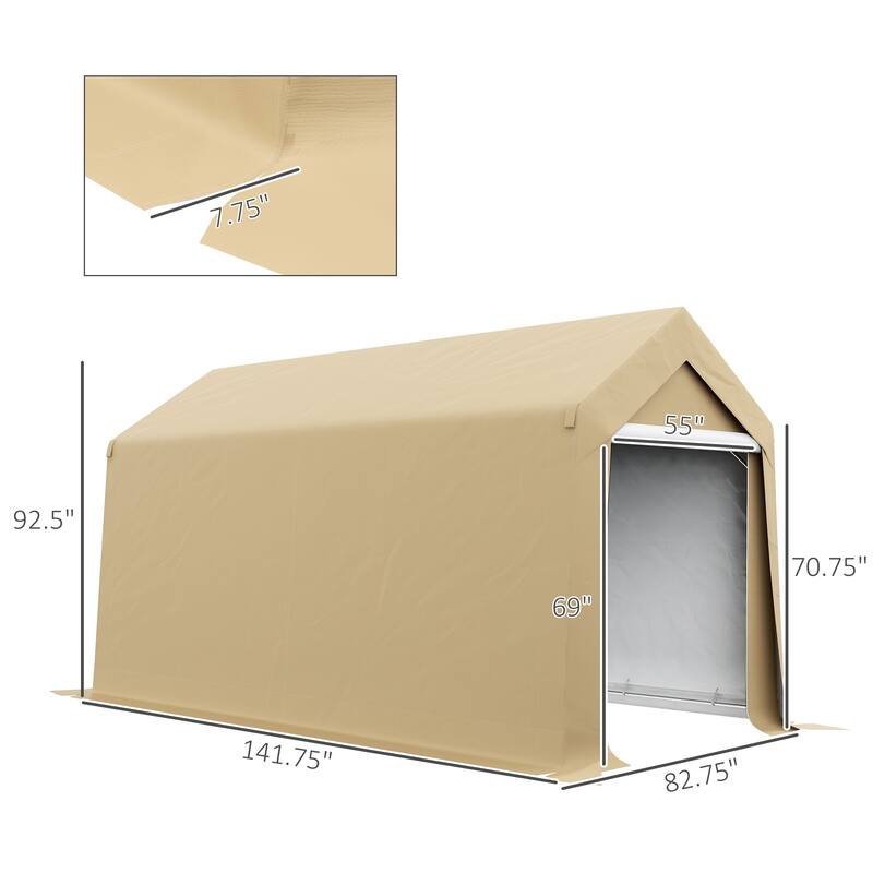 Outsunny 7' x 12' Garden Storage Tent, Heavy Duty Outdoor Shed, Waterproof Portable Shed Storage Shelter