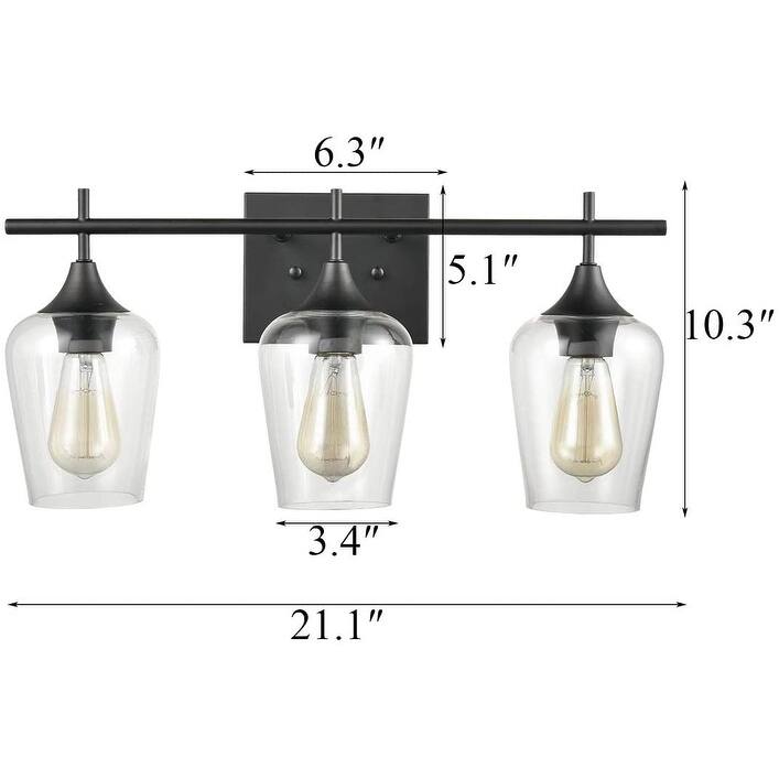 Monaco Farmhouse Bathroom Vanity Lights 3-Light Clear Glass Wall Sconces