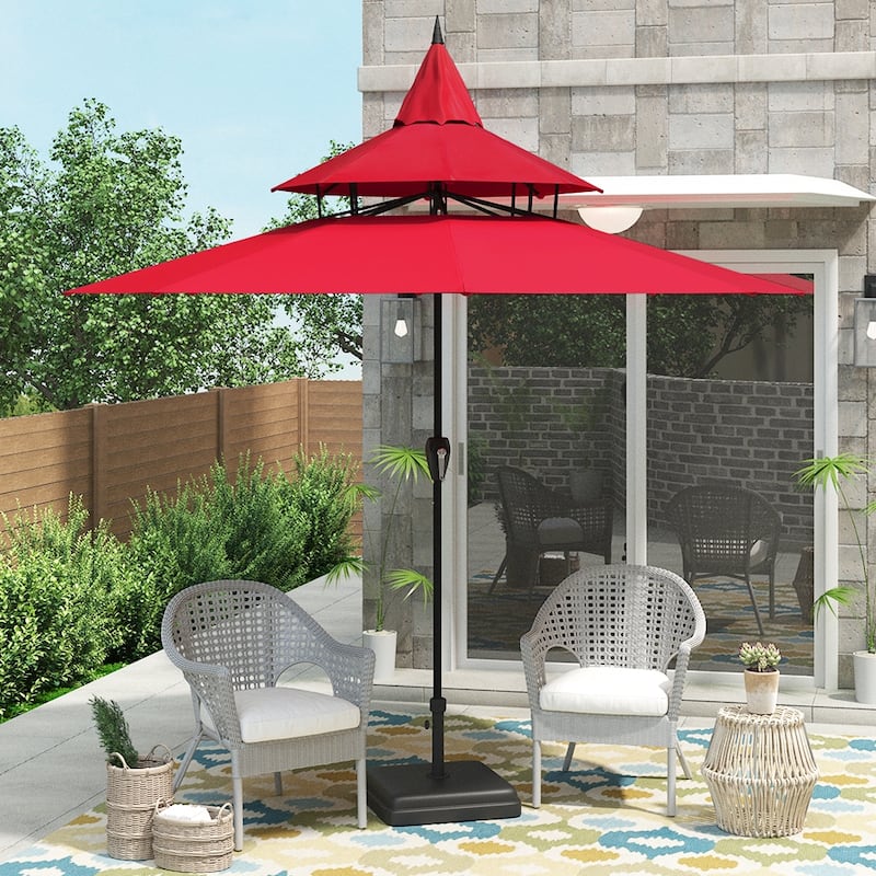 Maypex 9-foot Pagoda Market Umbrella - Red