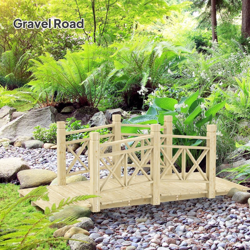 Garden Bridge Fir and Pine Outdoor Decorative Footbridge for Ponds Pathways and Landscaping