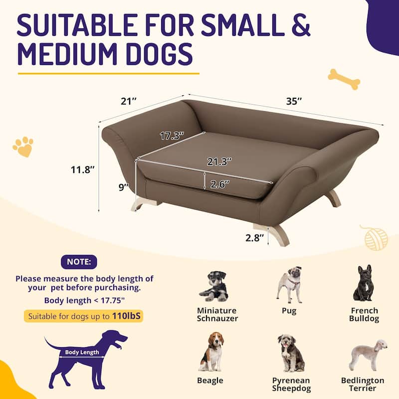 EROMMY Modern Pet Couch for Dogs, Leather Pet Bed for Medium & Small Sized Animals, Suitable for Living Room, Bedroom, Balcony