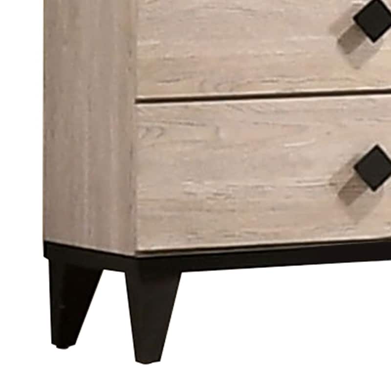 4 Drawer Wooden Chest with Grains and Angled Legs, Cream