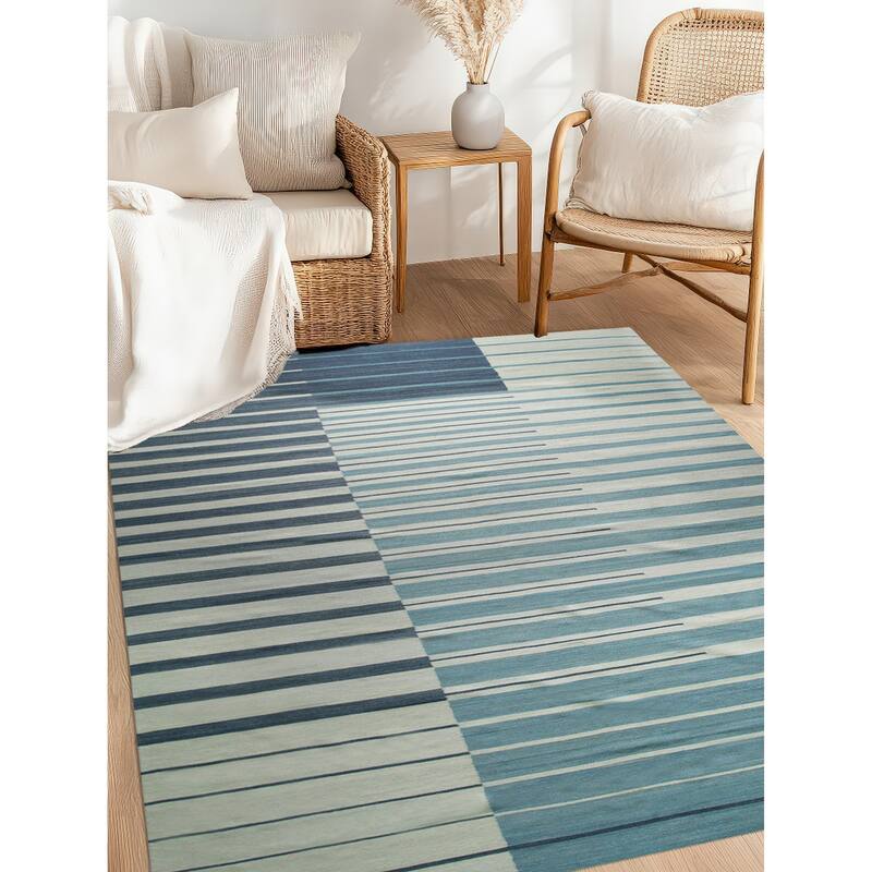 Home Decor Multicolored Hand-Woven Wool Flat Modern Weave Rug by EORC Vibrant and Stylish Area Rug for Adding Contemporary