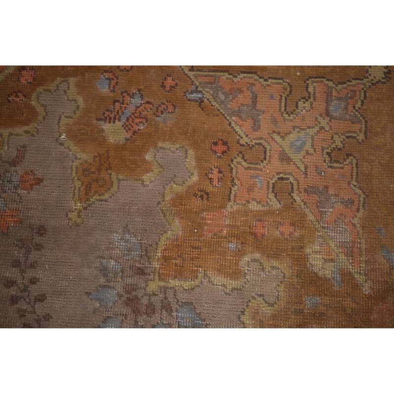 Brown & Orange Tabriz Persian Antique Rug Hand-Knotted Wool Carpet - 6'4"x 10'4"