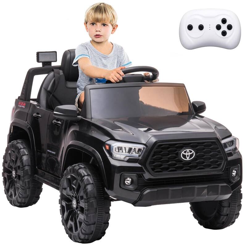Officially Licensed Toyota Tacoma 12V Kids Ride-On Car with Parent Remote Control - Black