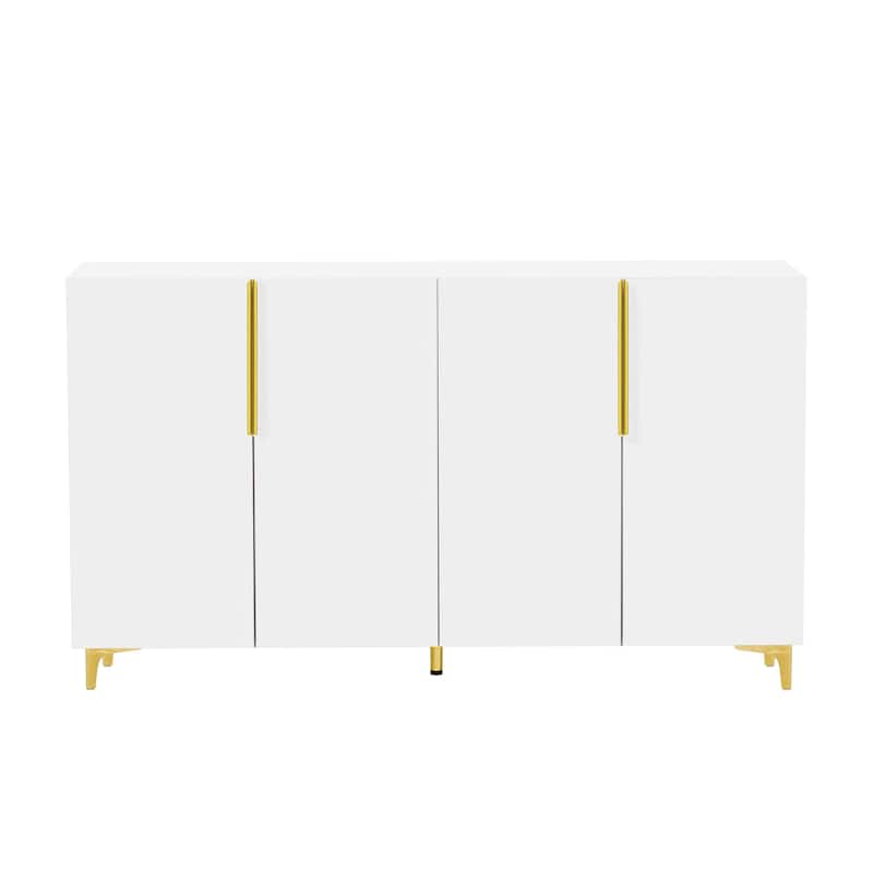 55" Sideboard Storage Cabinet with Adjustable Shelves, Glossy Finish