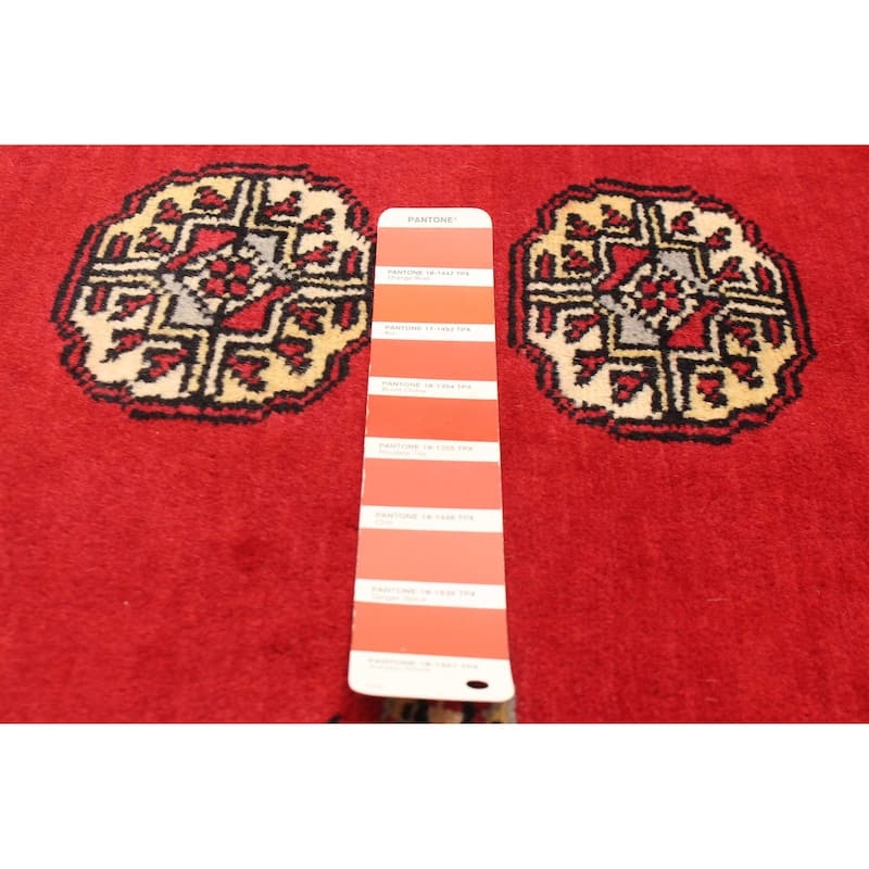 ECARPETGALLERY Hand-knotted Finest Peshawar Bokhara Red Wool Rug - 2'8 x 3'11