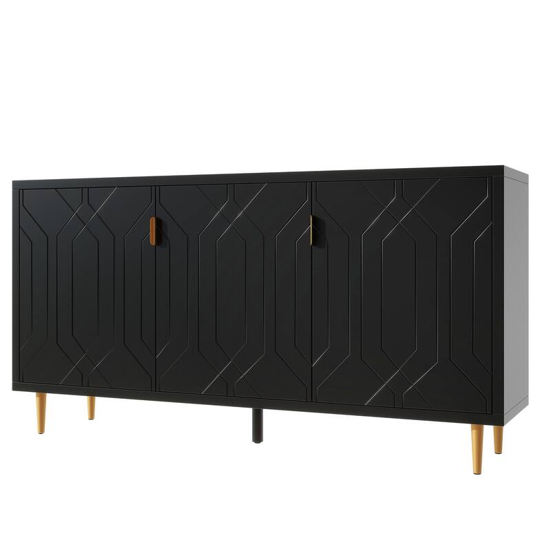 Scandinavian Style TV Stand with 3 Doors & Adjustable Shelves, Fits TVs Up to 70 Inches