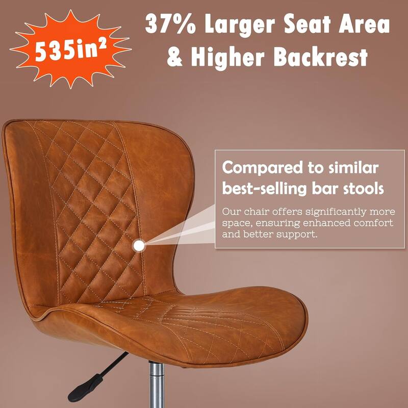 Javlergo Bar Stool Set of 2/4/6, Counter Height Adjustable Kitchen Bar Stools with Back, Armless PU Leather Barstools