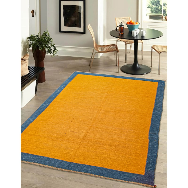 ECARPETGALLERY Flat-Weave Kashkuli Light Orange Wool Tapestry Kilim - 4'2 x 6'1