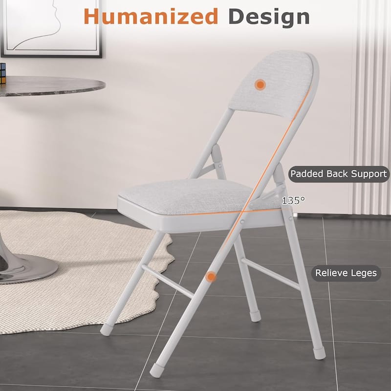 8 Pack Portable Padded Folding Chair, Upholstered Folding Dining Chairs Pack of 8, Metal Event Commercial Chairs