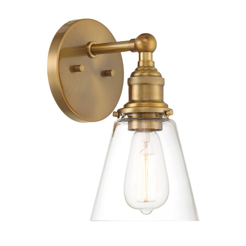 Minka Lavery 5681 Barwell 12" Tall Wall Sconce with Clear Glass Shade - Oxidized Aged Brass