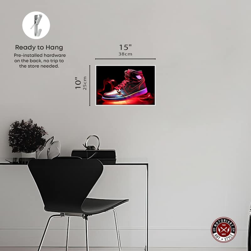 Notoriart Flaming Hot Sneaker Ii Framed Sneaker 1 Piece Canvas Wall Art