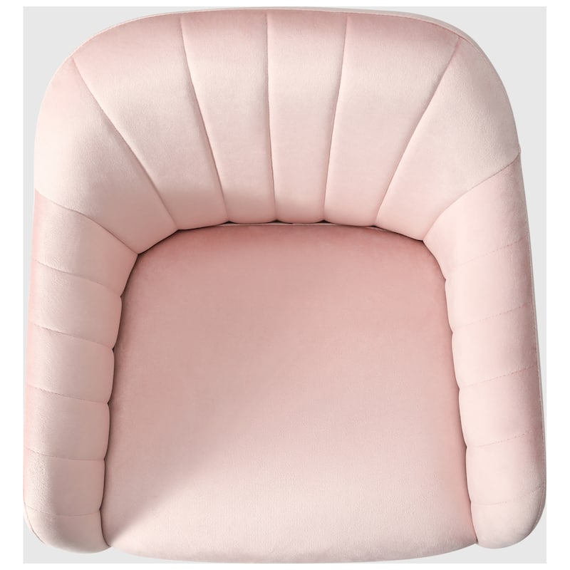 Farrah Velvet Tufted Adjustable Height Swivel Office Vanity Chair with Gold Base