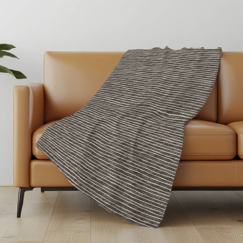 Premium Machine Washable ASB138 Subtle Stripe Sherpa Throw Blanket - Chocolate - 4'2" x 5'10"