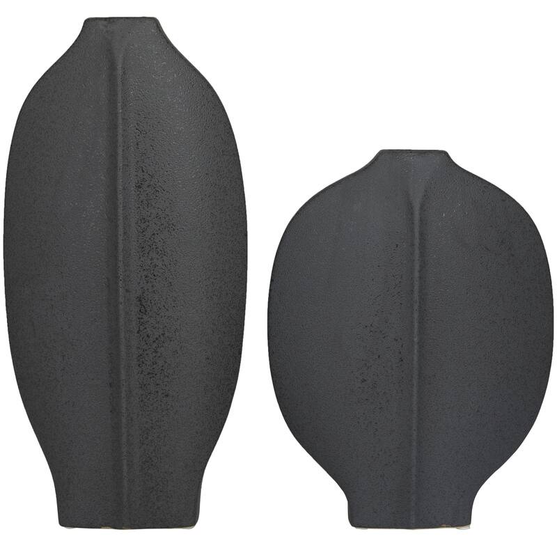 Ceramic Textured Decorative Vase - Set of 2 White or Black - CosmoLiving by Cosmopolitan