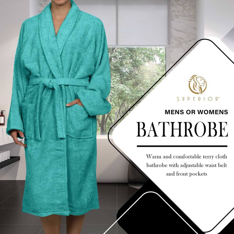 100% Cotton Soft Terry Adult Unisex Lightweight Bathrobe by Superior