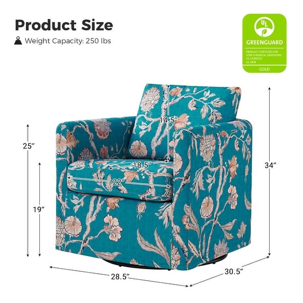 dimension image slide 1 of 5, HULALA HOME Erkenbald Modern Slipcovered Swivel Chair with Reversible Cushion and Washable Cover