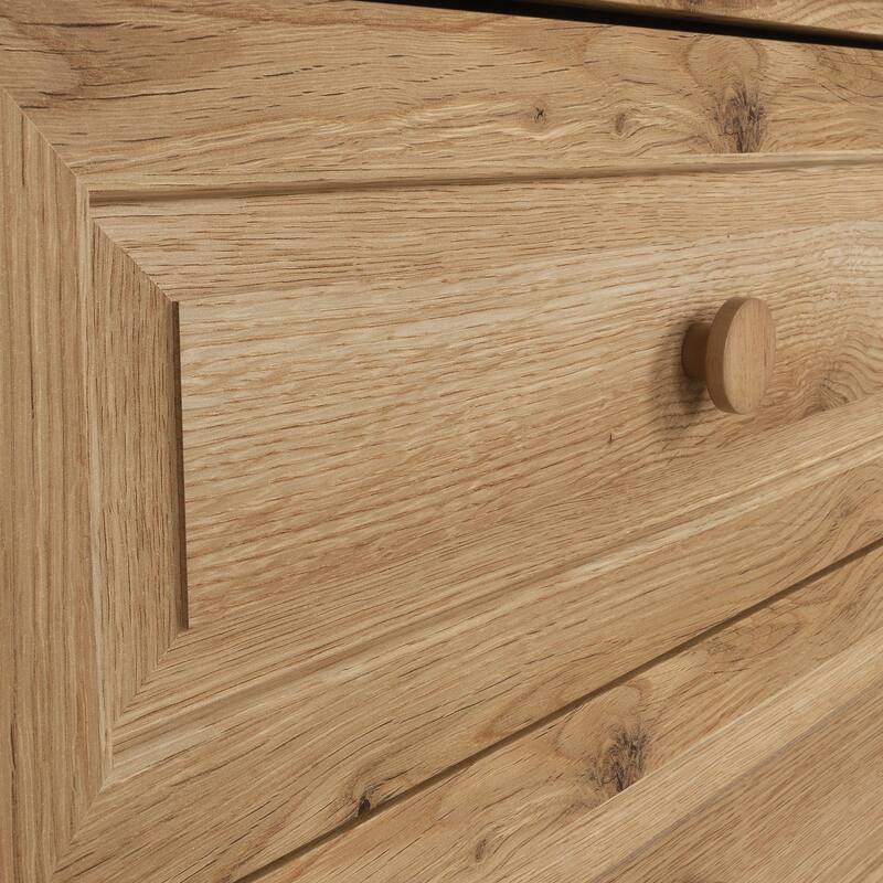 Rustic Brown 4-Drawer Storage Cabinet with Safety Lock for Bedroom Living Room