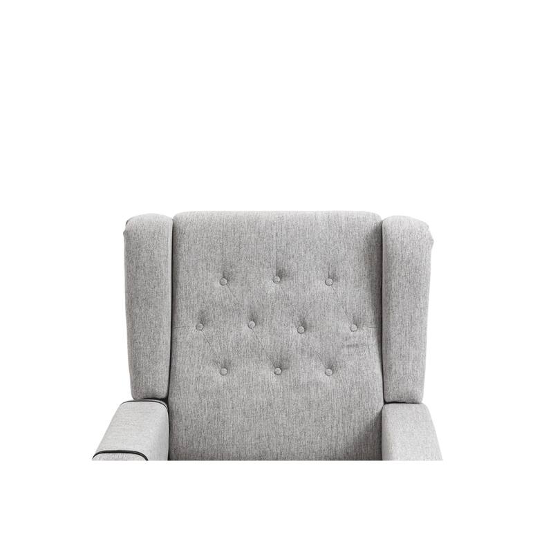 Linen Fabric Wingback Push Back Recliner Chair with 2 Hidden UBS Ports