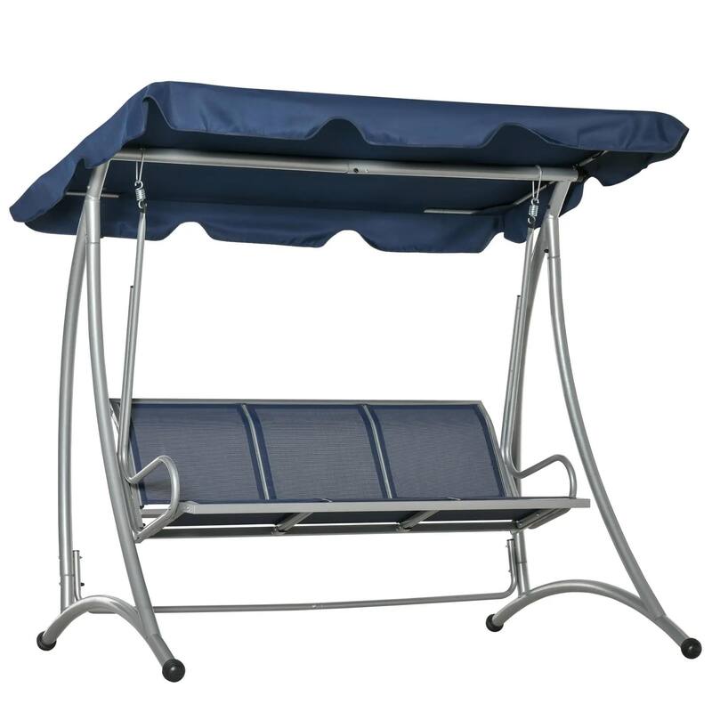3-Seat Porch Swing, Adjustable Canopy, Breathable Seat, Steel Frame