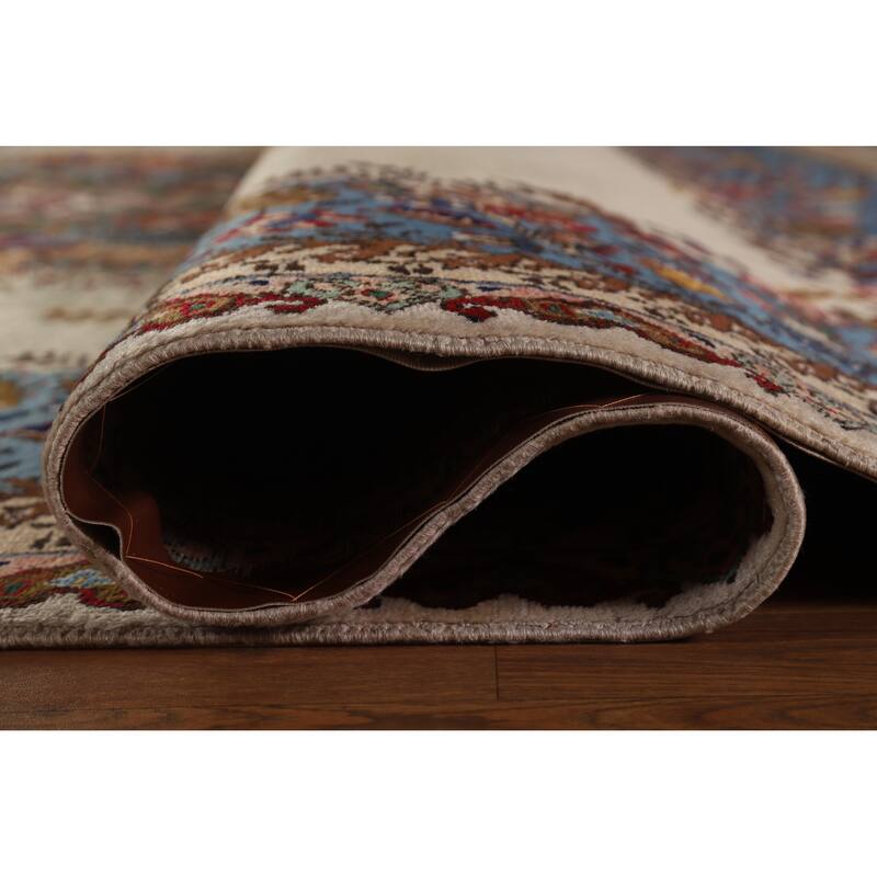 Hand Knotted Oriental 100% Wool Carpet Traditional Floral Beige & Ivories Tabriz Area Rug - 15' 2'' X 10' 1''