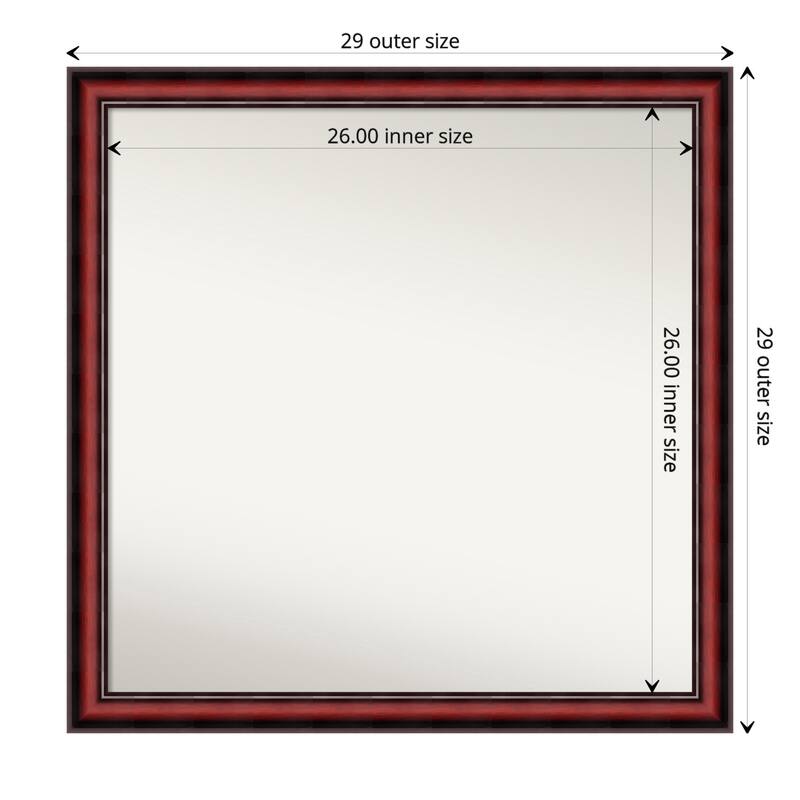 Non-Beveled Wood Wall Mirror - Rubino Cherry Scoop Frame - 29 x 29 in - Rubino Cherry Scoop