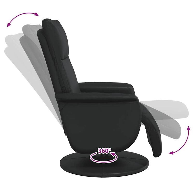 vidaXL Recliner Chair with Footrest Black Faux Leather
