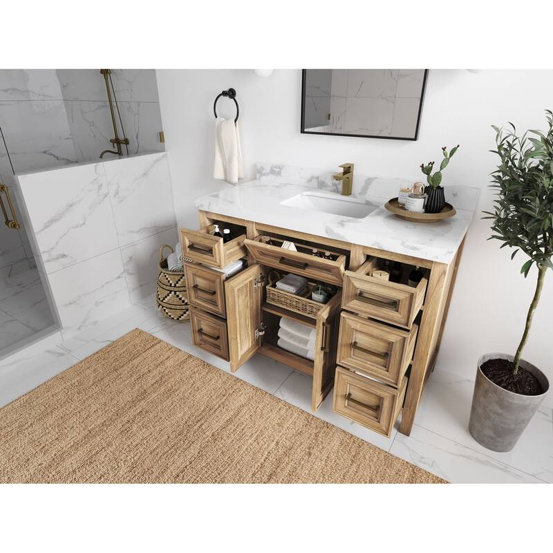 Willow Collections 48 in. W x 22 in. D Santa Monica Teak Single Sink Bathroom Vanity with Countertop