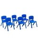 preview thumbnail 1 of 8, Gymax 6-pack Kids Plastic Stackable Classroom Chairs Indoor/Outdoor - 14'' X 13'' X 21'' Blue - 14'' X 13'' X 21''
