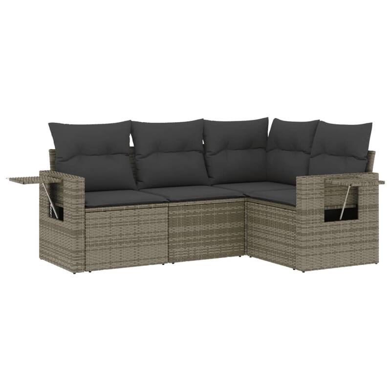 vidaXL Patio Sofa Set with Cushions Outdoor Conversation Furniture Poly Rattan