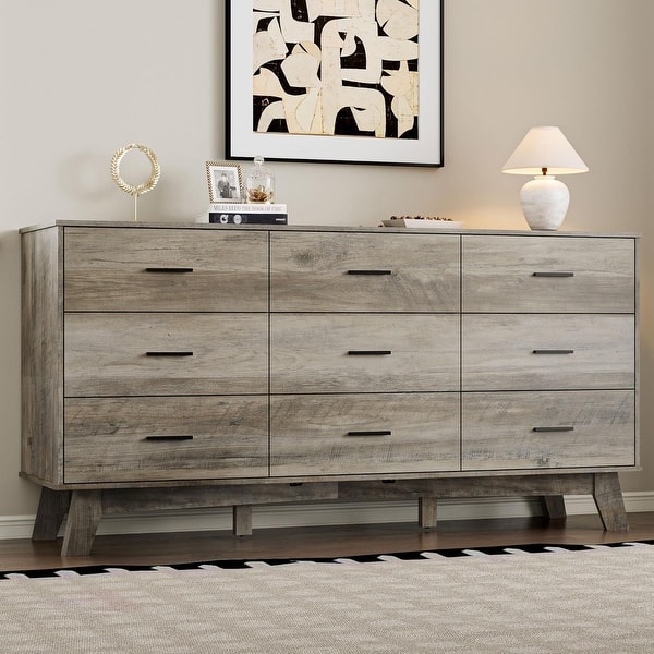 slim fit dress slacks Paola Extra Large 9 Drawer Dresser Soft Gray