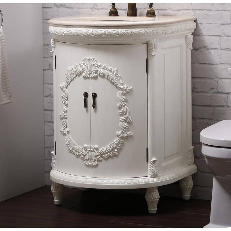 25" Single Bathroom Vanity Set - 25"L x 21.5"D x 35"H - Antique White